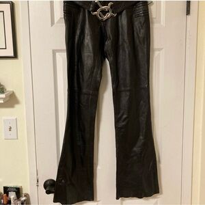 NWT Black leather flare pants